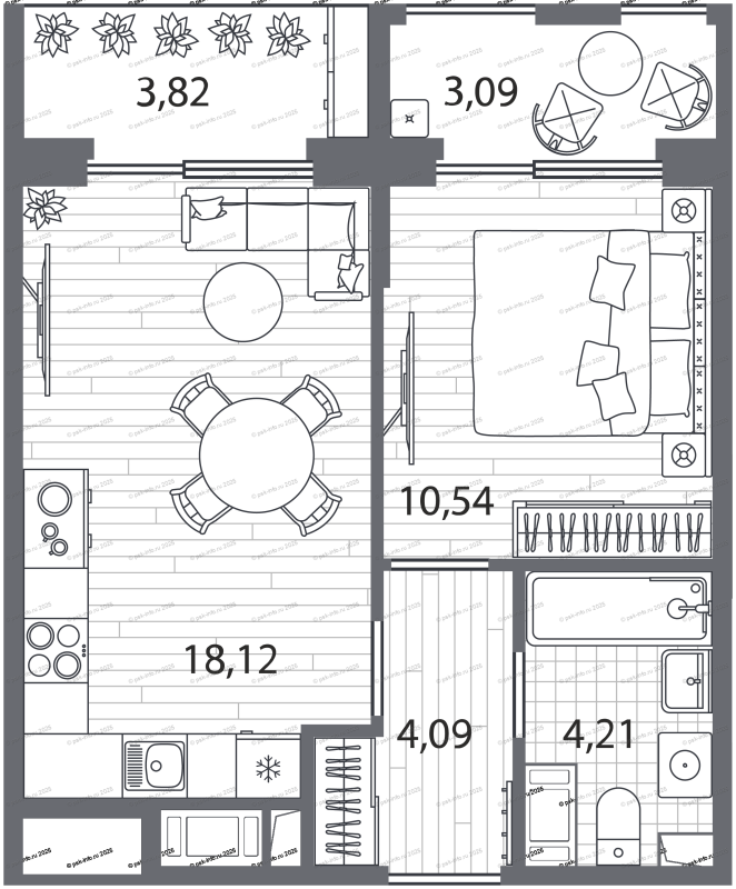 2 ккв (Евро) 38,2 м²