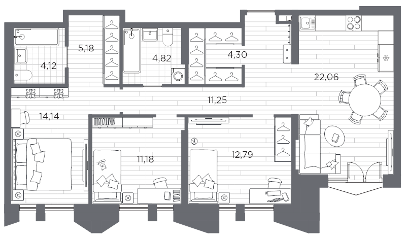 4 ккв (Евро) 89,8 м²