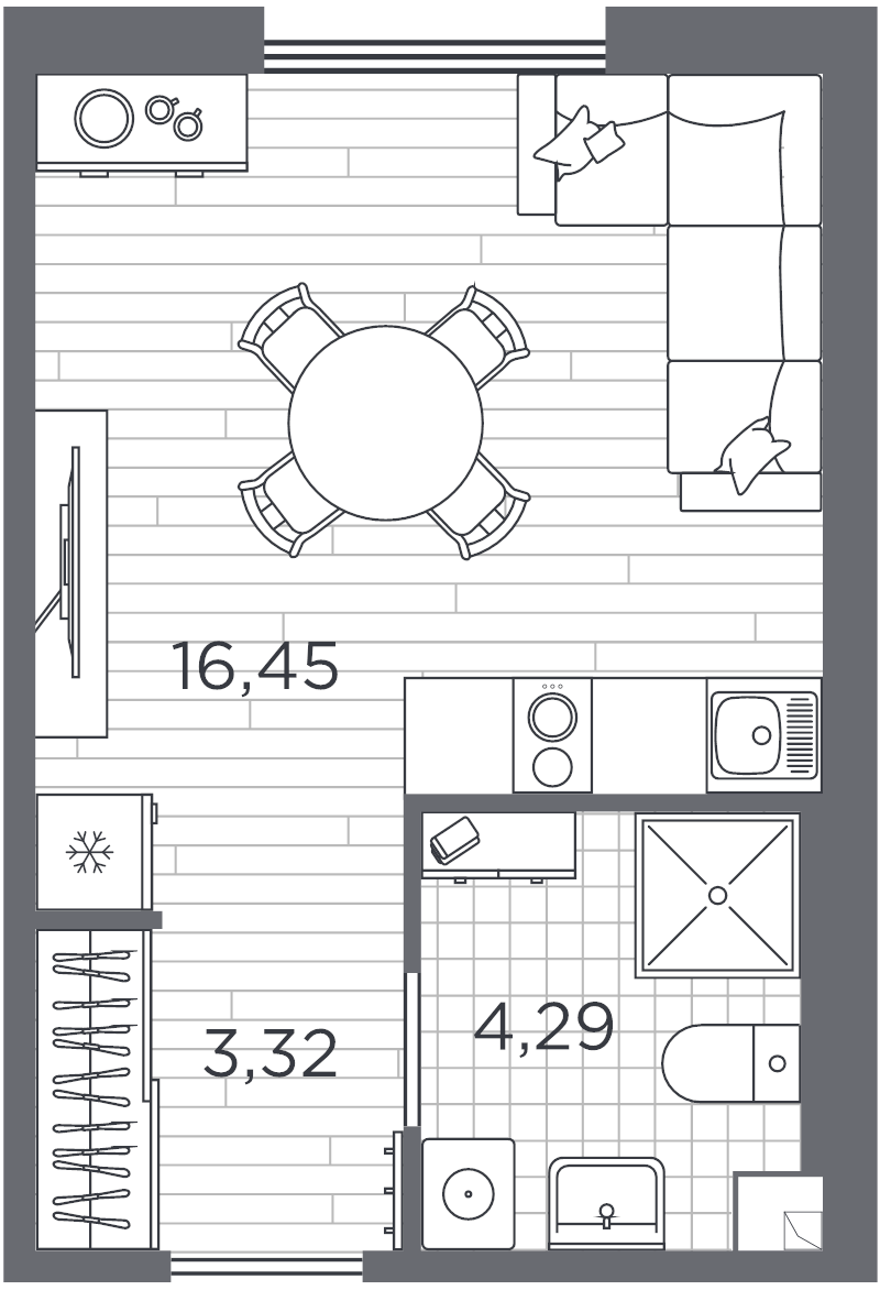 Студия 24,3 м²