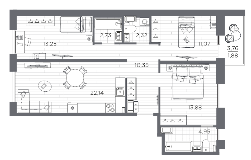 4 ккв (Евро) 82,6 м²