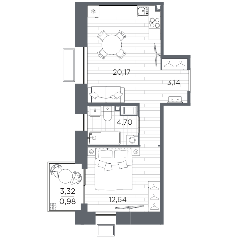 2 ккв (Евро) 41,6 м²