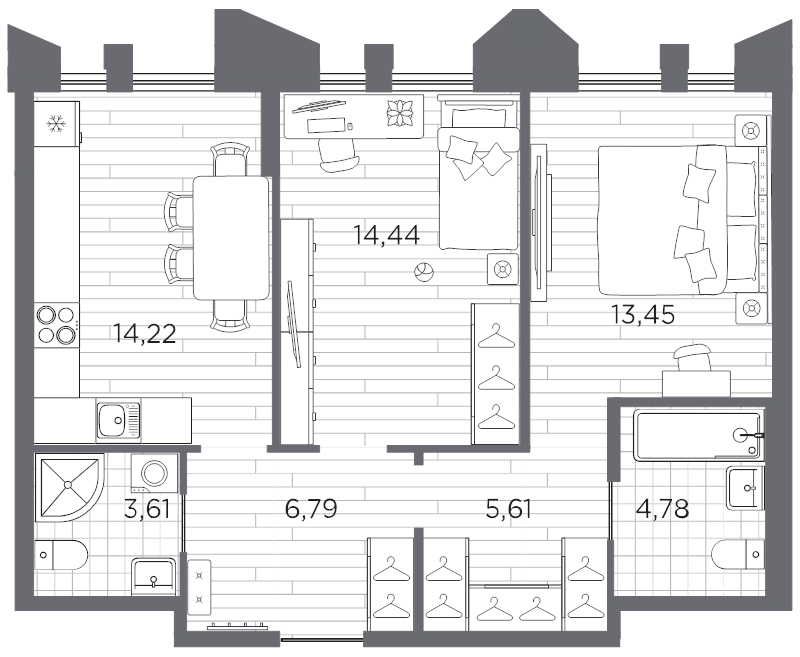 2 ккв 62,9 м²