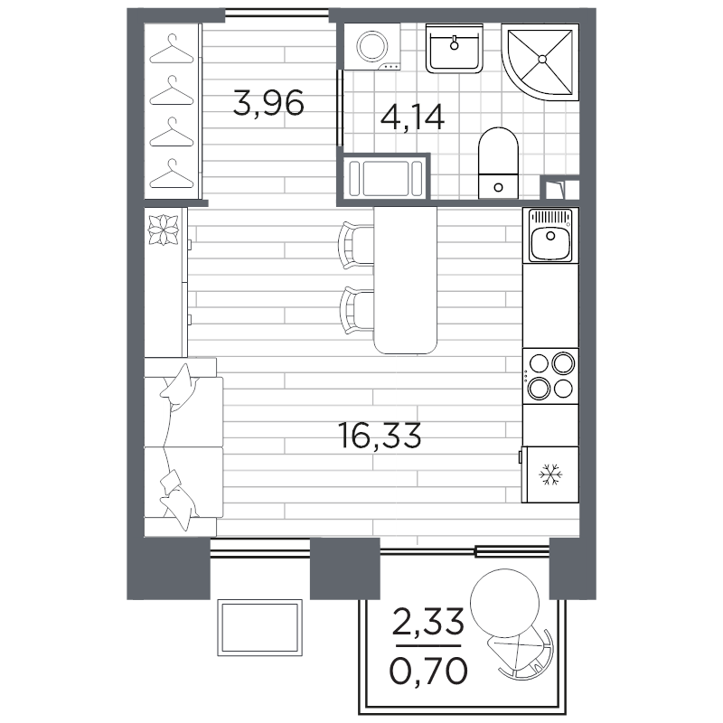 Студия 25,1 м²