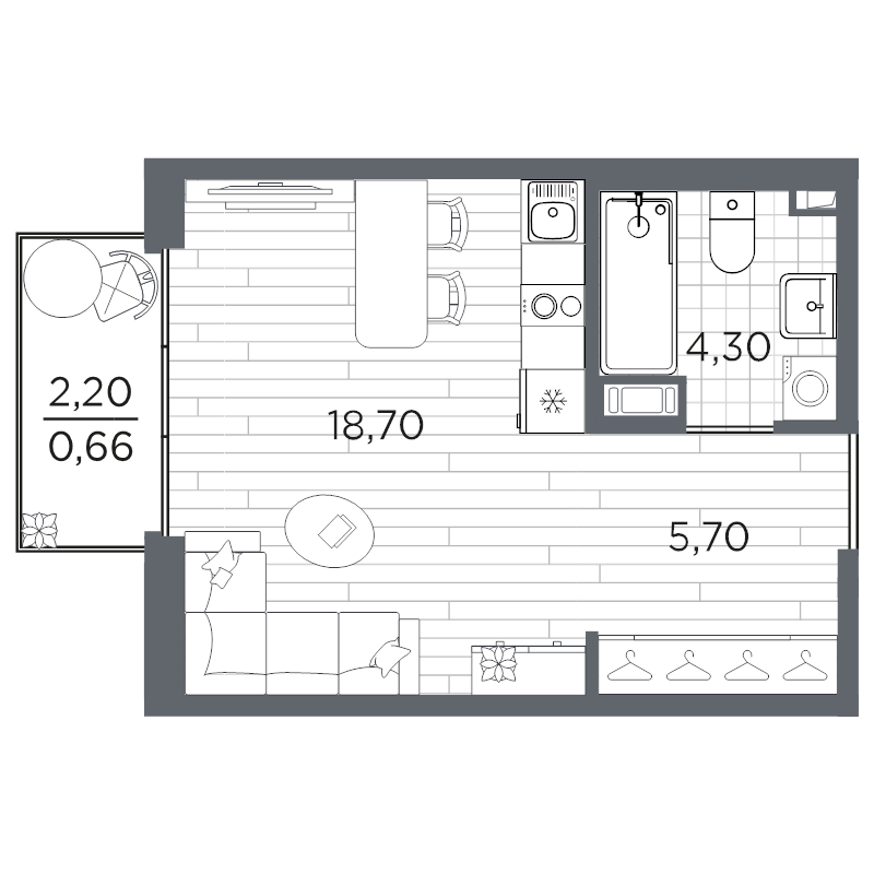Студия 29,4 м²