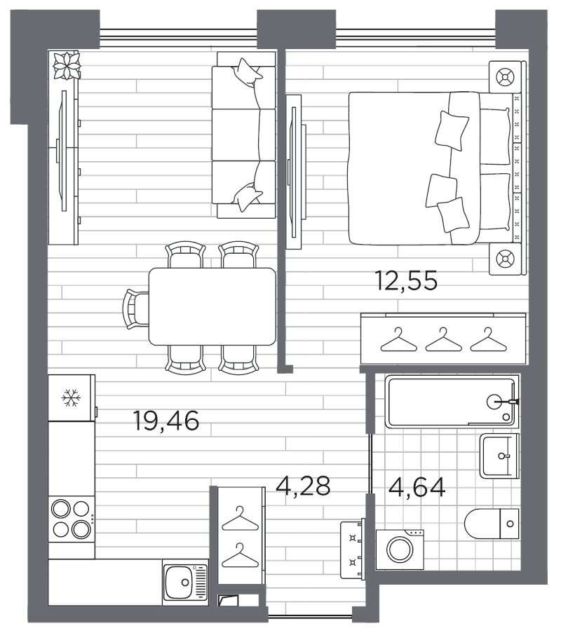 2 ккв (Евро) 40,9 м²
