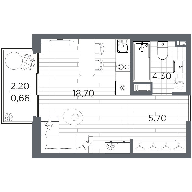 Студия 29,4 м²