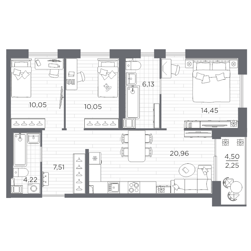 4 ккв (Евро) 75,6 м²
