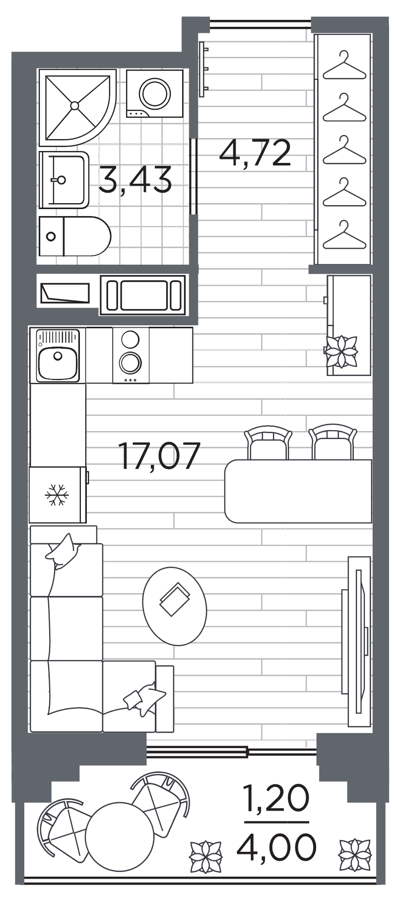 Студия 26,4 м²