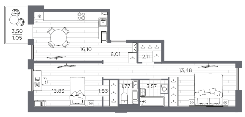 3 ккв (Евро) 61,8 м²