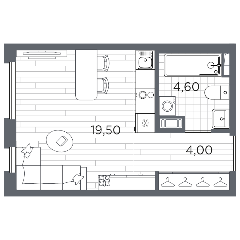 Студия 28,1 м²