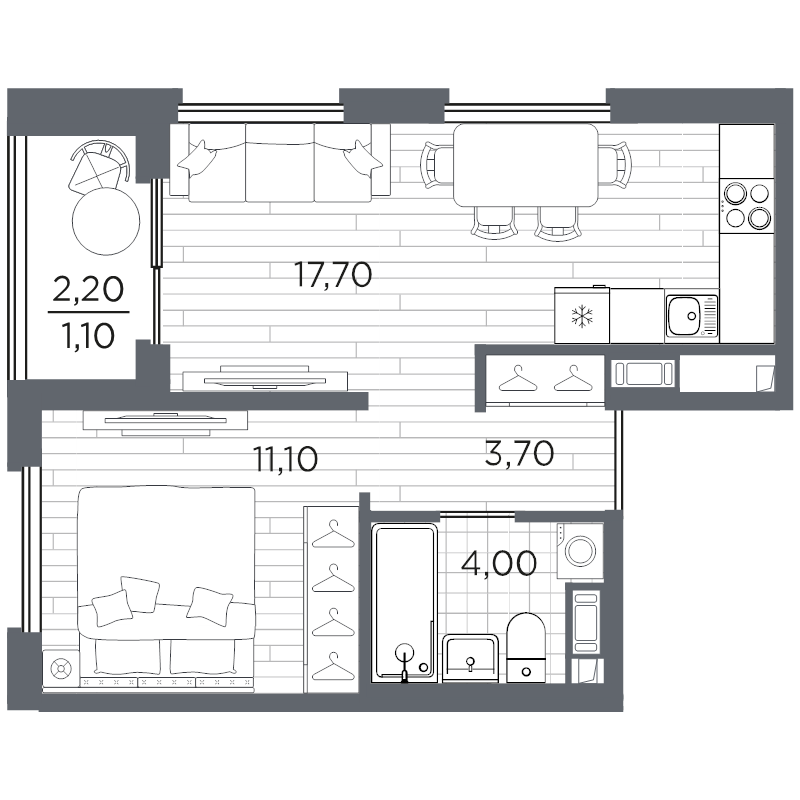 2 ккв (Евро) 37,6 м²