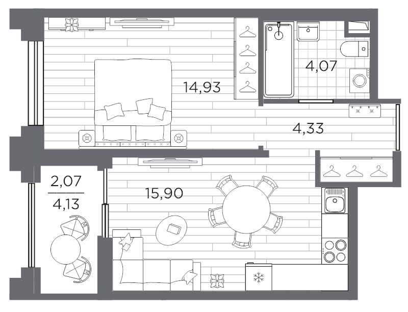 2 ккв (Евро) 41,3 м²