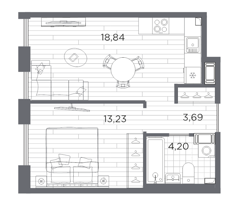 2 ккв (Евро) 40 м²