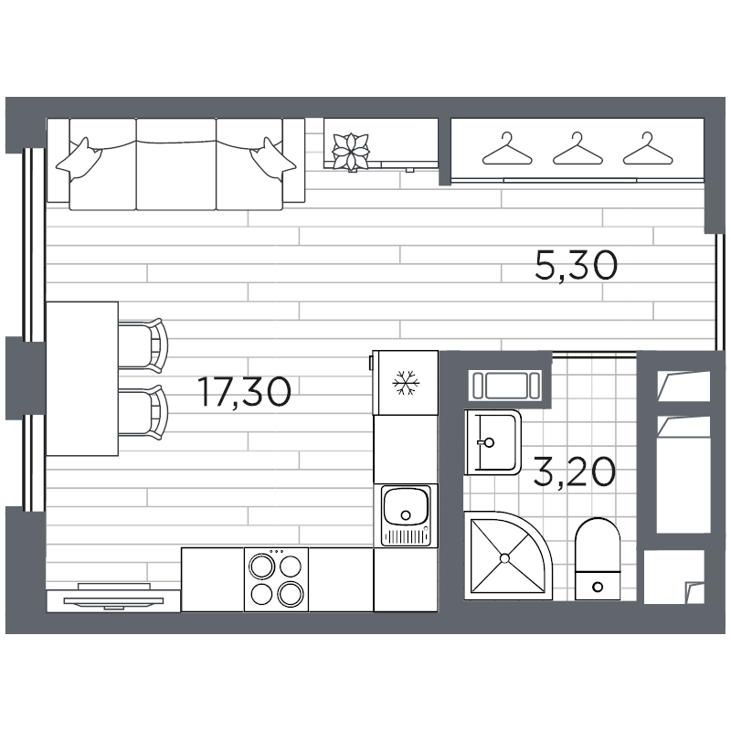 Студия 25,8 м²