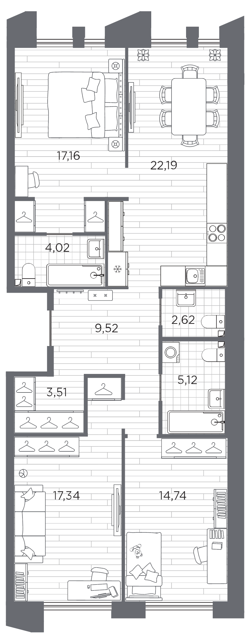4 ккв (Евро) 96,2 м²