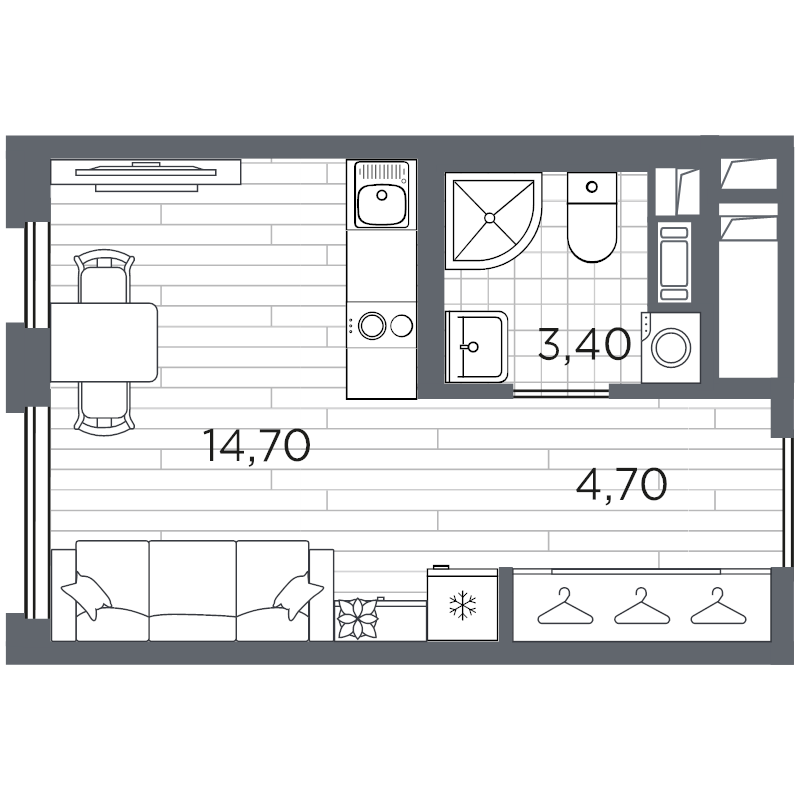 Студия 22,8 м²