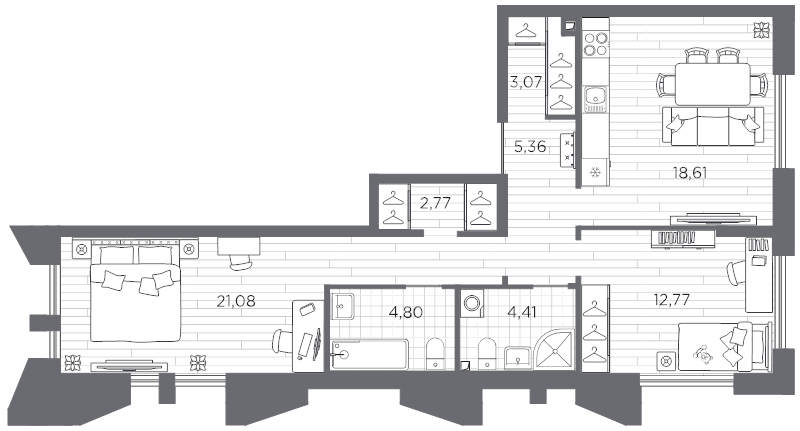 3 ккв (Евро) 72,9 м²
