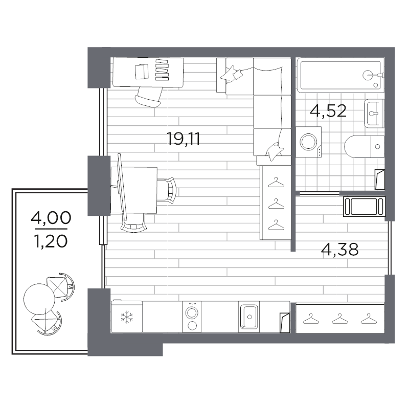Студия 29,2 м²