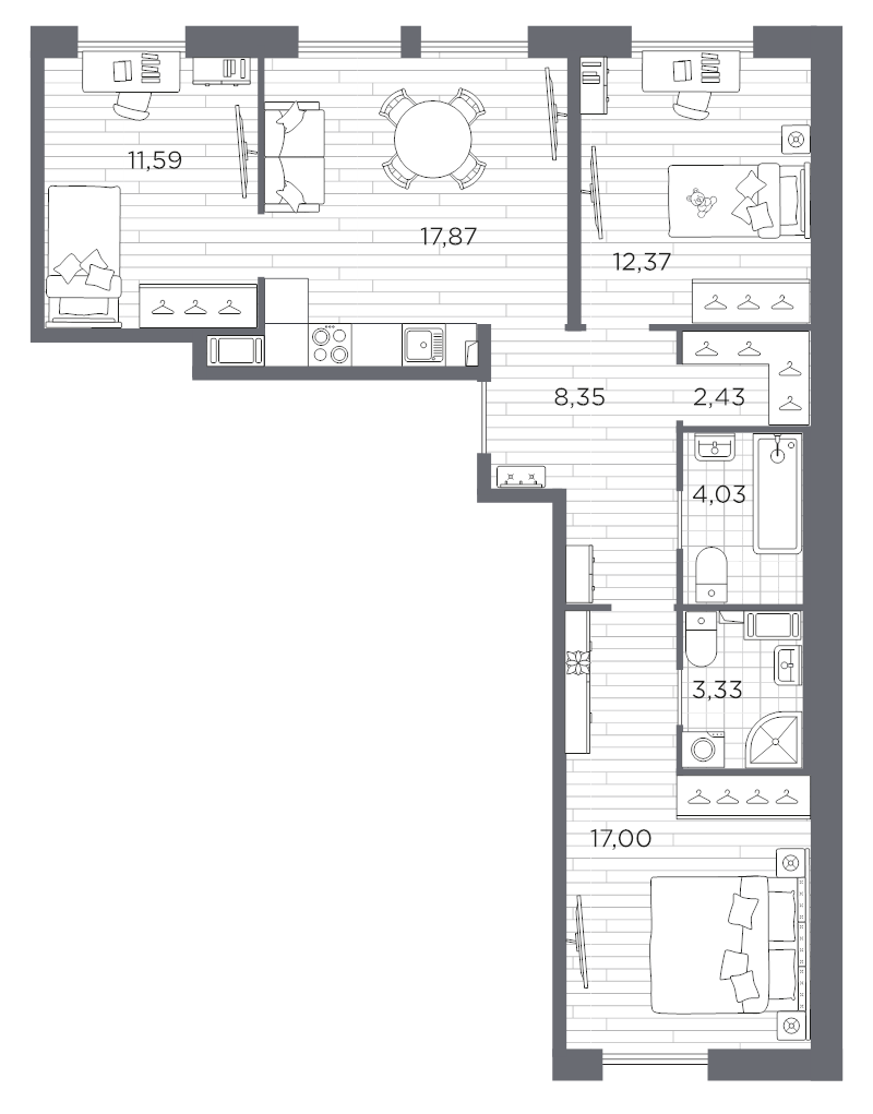 4 ккв (Евро) 77 м²