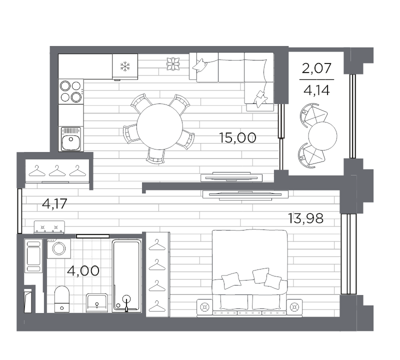 2 ккв (Евро) 39,2 м²