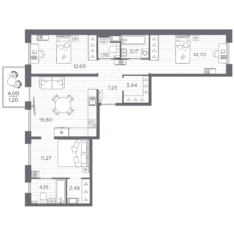 4 ккв (Евро) 82,1 м²
