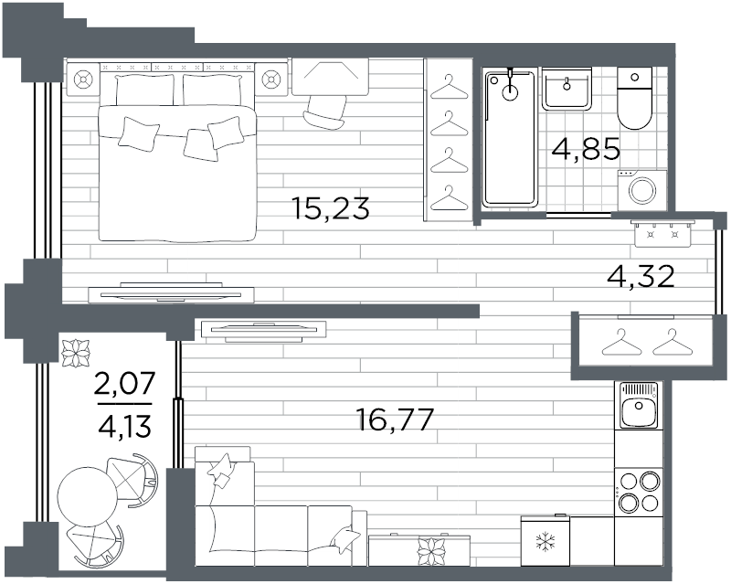 2 ккв (Евро) 43,2 м²