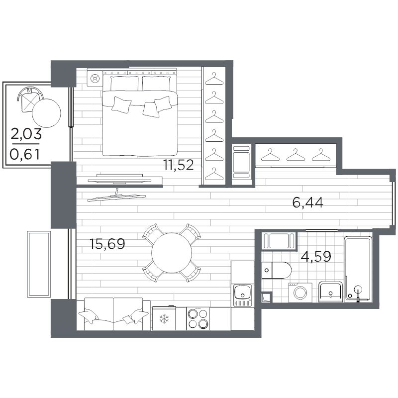 2 ккв (Евро) 38,9 м²