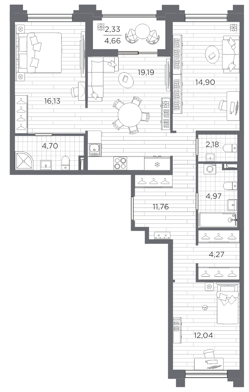 4 ккв (Евро) 92,5 м²