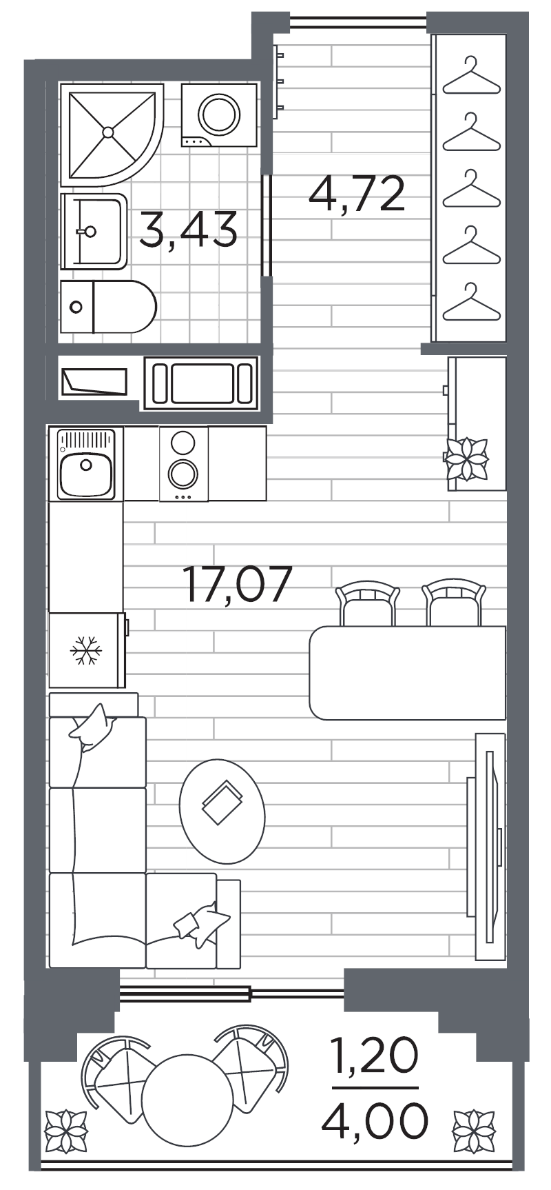 Студия 26,4 м²