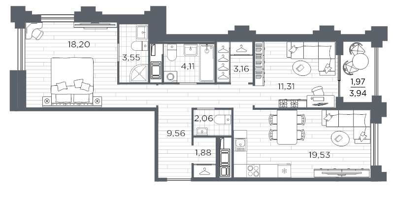 3 ккв (Евро) 75,3 м²