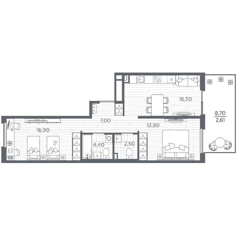 3 ккв (Евро) 63,7 м²