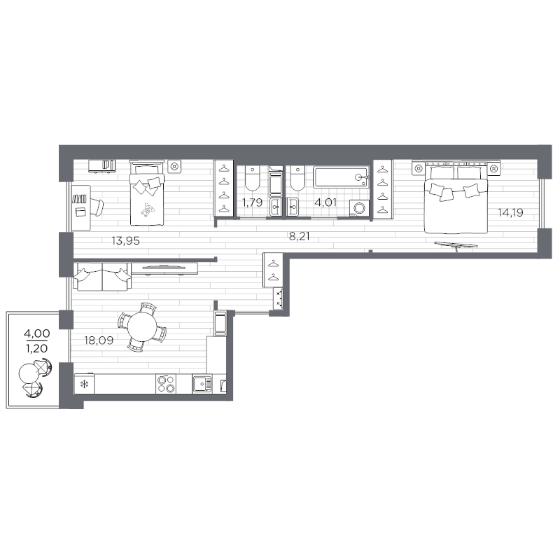 3 ккв (Евро) 61,4 м²