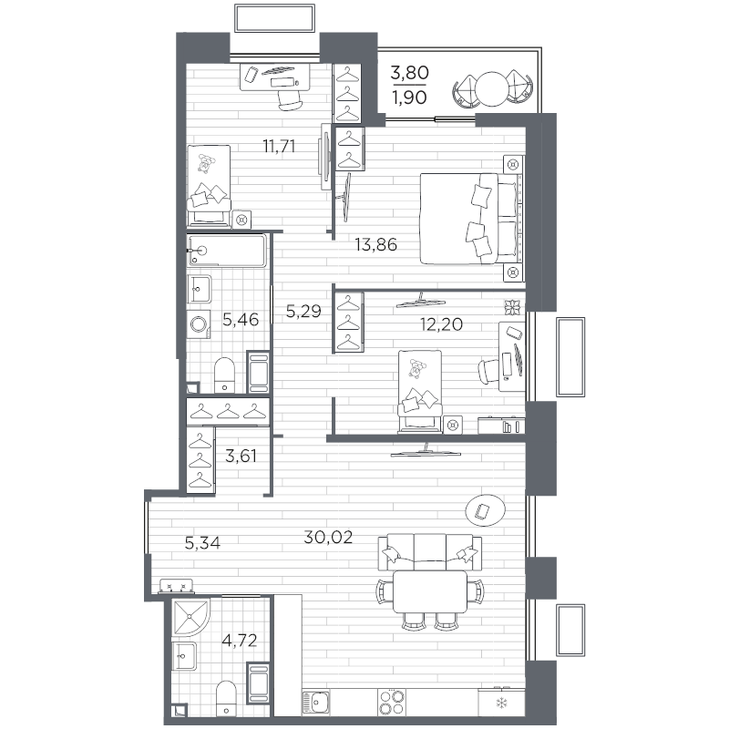 4 ккв (Евро) 94,1 м²