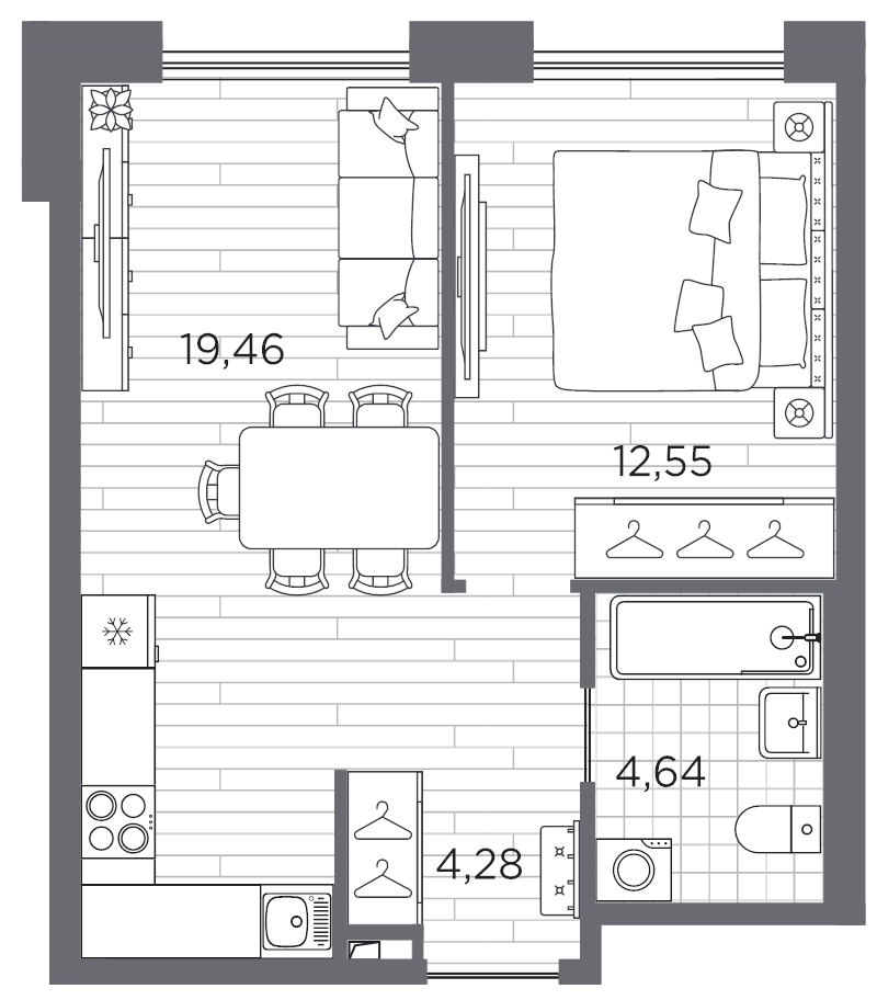 2 ккв (Евро) 40,9 м²