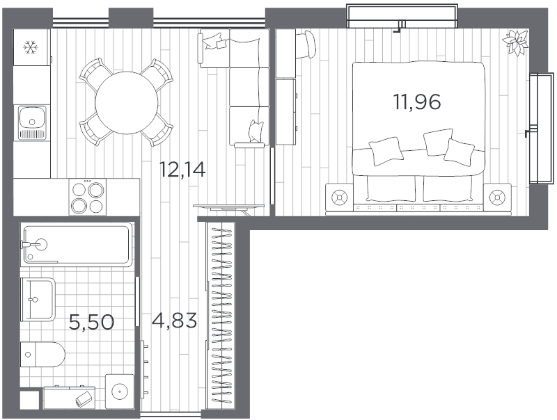1 ккв 34,6 м²