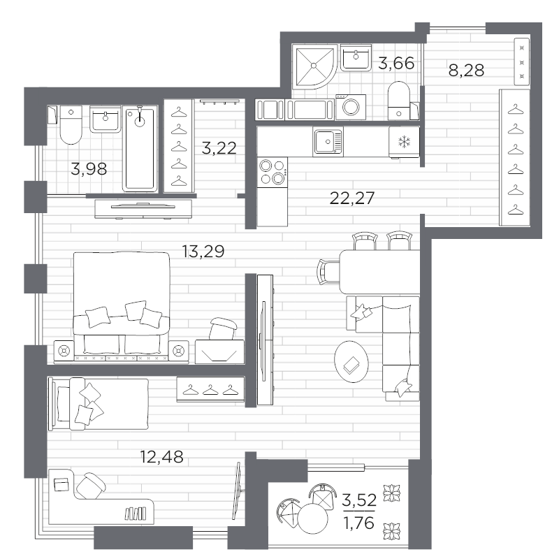 3 ккв (Евро) 68,9 м²