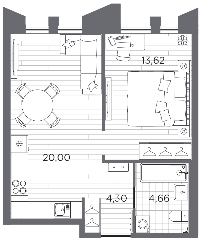 2 ккв (Евро) 42,6 м²