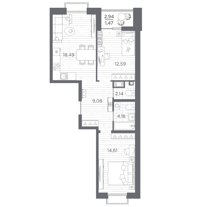 3 ккв (Евро) 62,6 м²