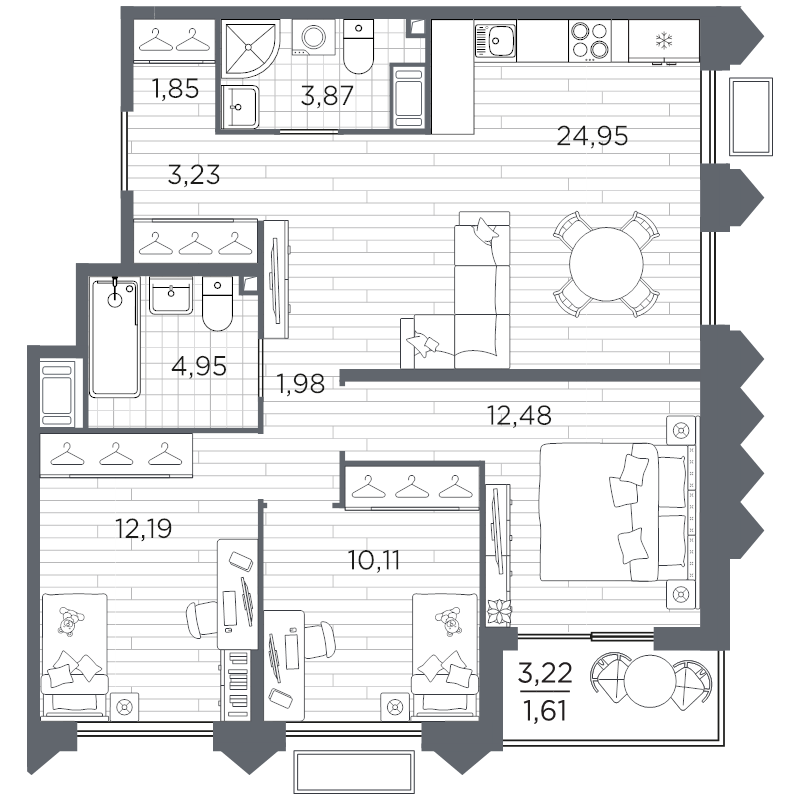 4 ккв (Евро) 77,2 м²