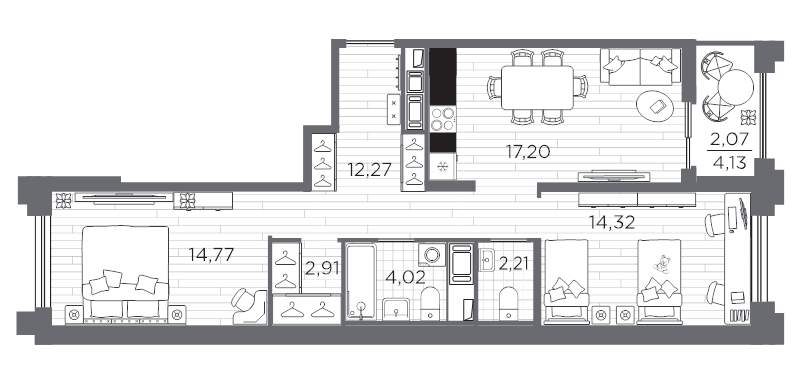 3 ккв (Евро) 69,8 м²