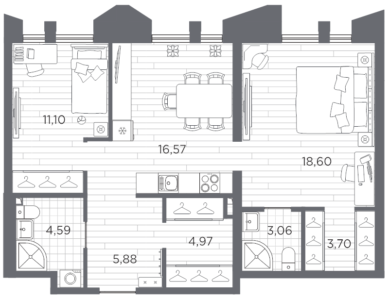 3 ккв (Евро) 68,5 м²
