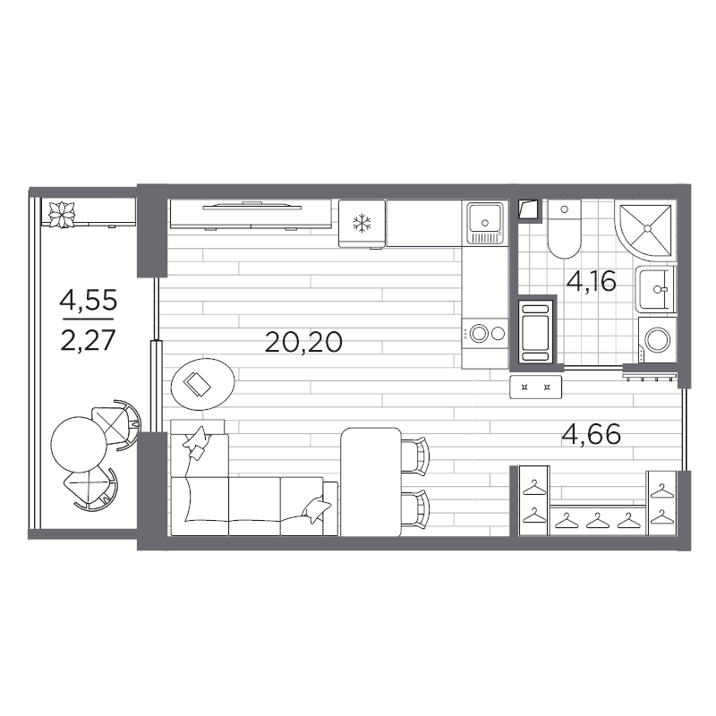 Студия 31,3 м²