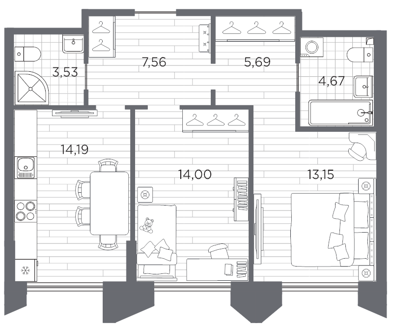 2 ккв 62,8 м²