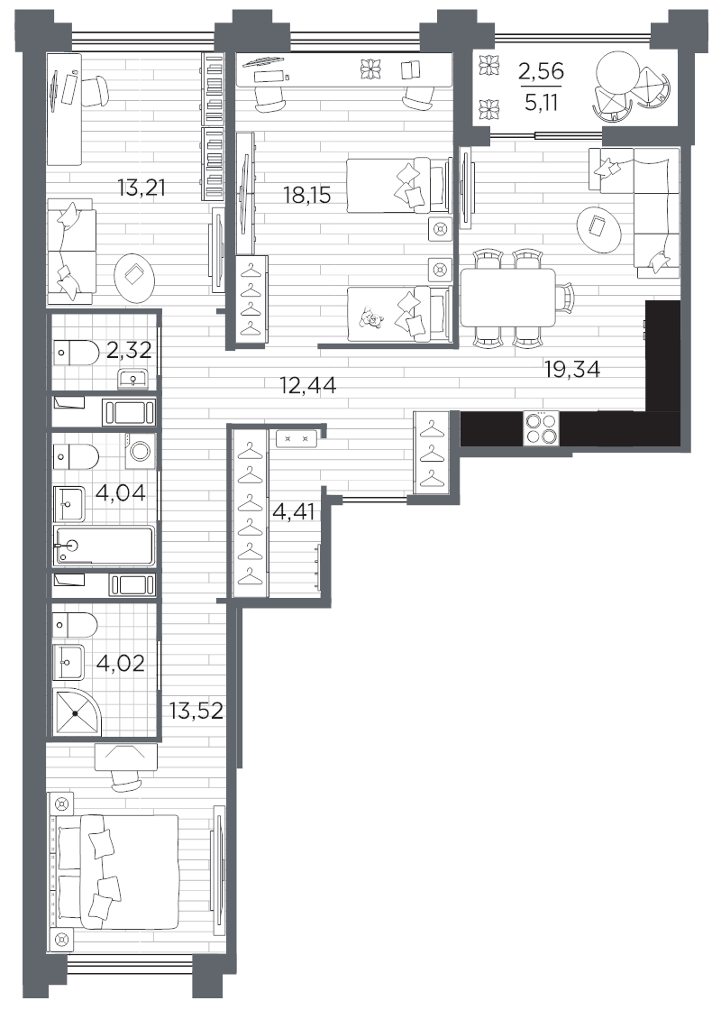 4 ккв (Евро) 94 м²