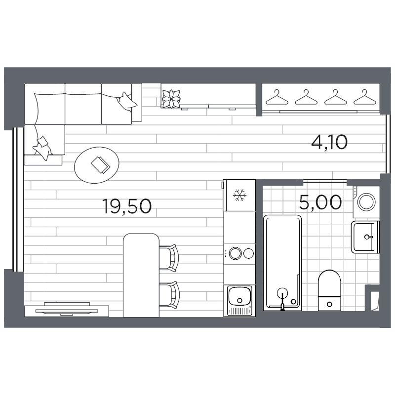 Студия 28,6 м²