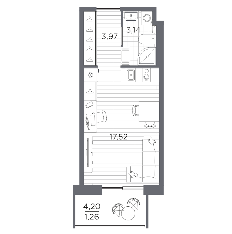 Студия 25,9 м²