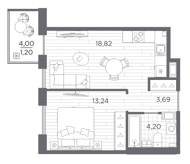 2 ккв (Евро) 41,2 м²