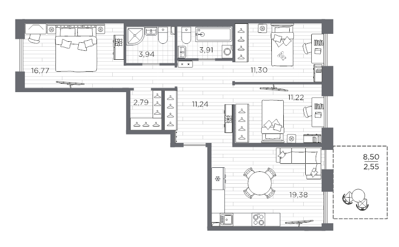 4 ккв (Евро) 83,1 м²