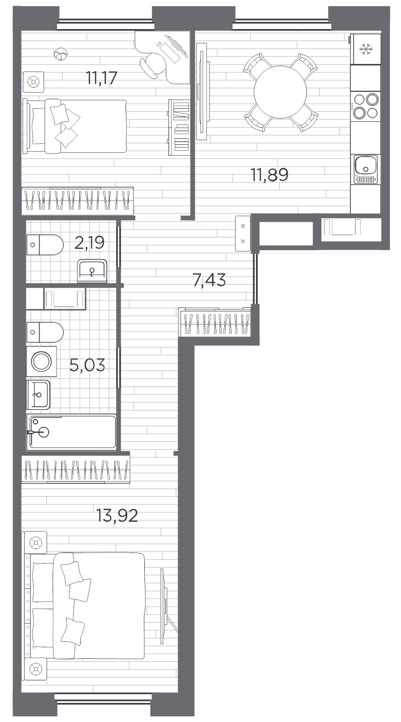 2 ккв 53 м²