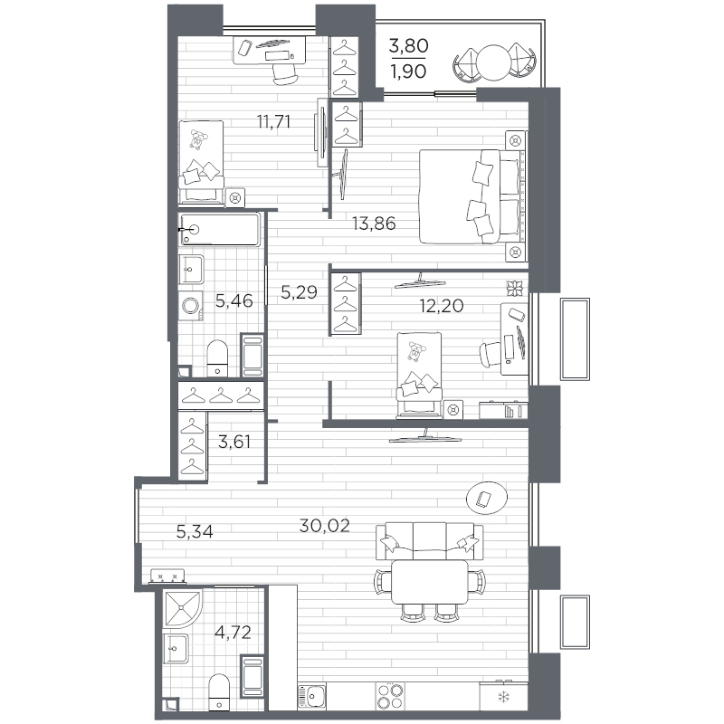 4 ккв (Евро) 94,1 м²